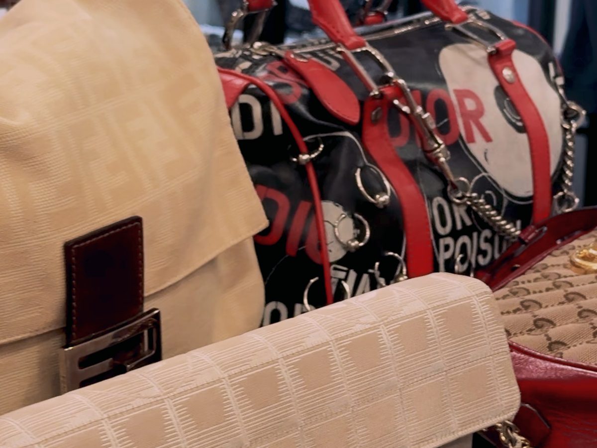 Designer vintage bags and accessories in a Milan boutique